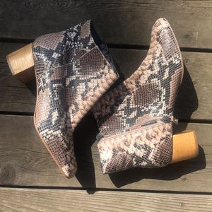 MADE Faux Snake Skin Boots Size 6 1/2, block heal design Leather Upping